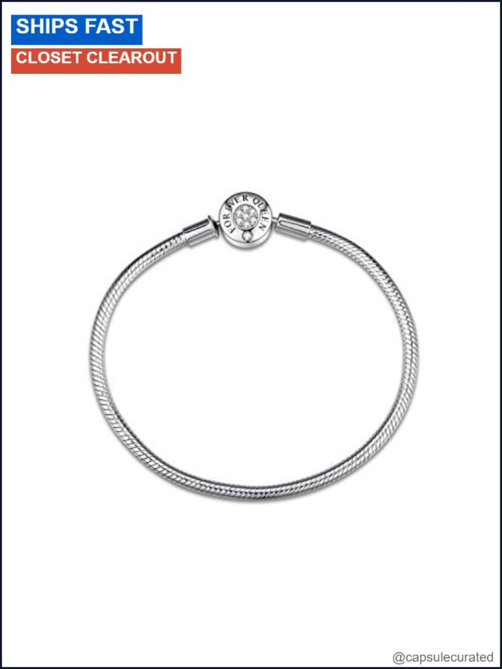 925 Sterling Silver Snake Chain Charm Bracelet 7.1in